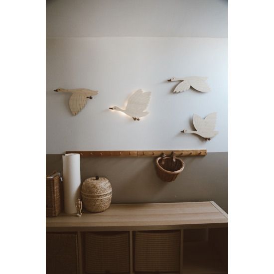 Dery Baby Ahşap Uçan Kuşlar Gece Lambası/Çocuk Odası Aksesuarı