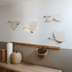 Dery Baby Ahşap Uçan Kuşlar Gece Lambası/Çocuk Odası Aksesuarı