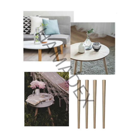 38cm ahşap konik masa sandalye ayağı ( 4 adet demir aparat )