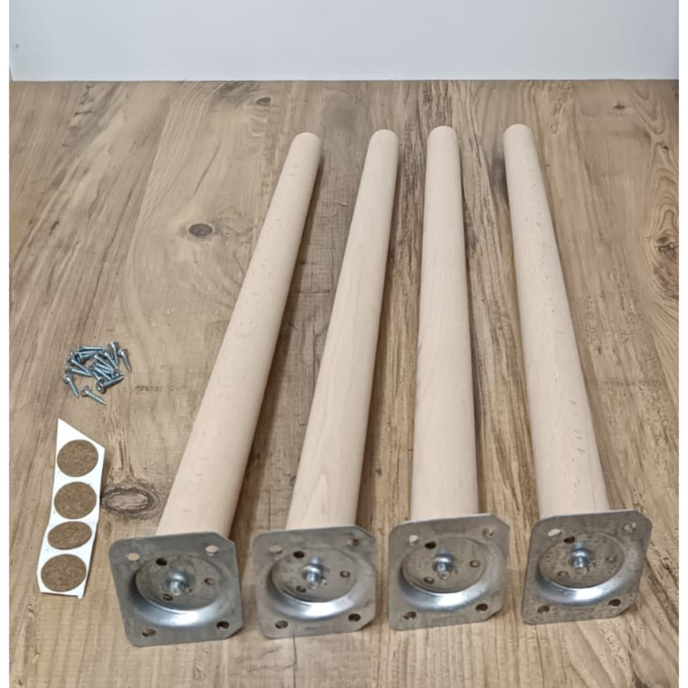 38cm ahşap konik masa sandalye ayağı ( 4 adet demir aparat )