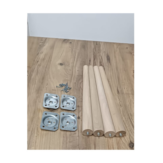 38cm ahşap konik masa sandalye ayağı ( 4 adet demir aparat )