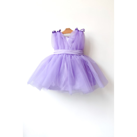 Kız Bebek Kız Çocuk Doğum Günü Parti Düğün Elbise Balonkol Fiyonklu Tüllü Tütü Astarlı