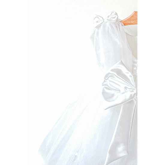 Kız Bebek Kız Çocuk Doğum Günü Parti Düğün Elbise Balonkol Fiyonklu Tüllü Tütü Astarlı