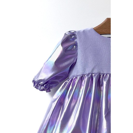 Kız Bebek Kız Çocuk Doğum Günü Parti Düğün Elbise Yarım Kol Astarlı Parlak Elbise