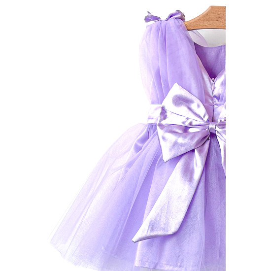 Kız Bebek Kız Çocuk Doğum Günü Parti Düğün Elbise Balonkol Fiyonklu Tüllü Tütü Astarlı