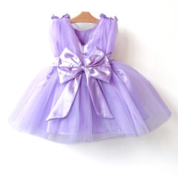 Kız Bebek Kız Çocuk Doğum Günü Parti Düğün Elbise Balonkol Fiyonklu Tüllü Tütü Astarlı