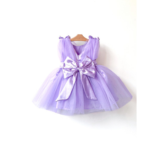 Kız Bebek Kız Çocuk Doğum Günü Parti Düğün Elbise Balonkol Fiyonklu Tüllü Tütü Astarlı