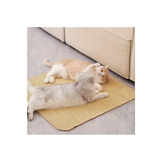 Doğal Sisal Kedi Tırmalama Matı 60x40 Cm Kedi Otlu Duva Zemin Mobilya Uyumlu Çok Yönlü Kullanım