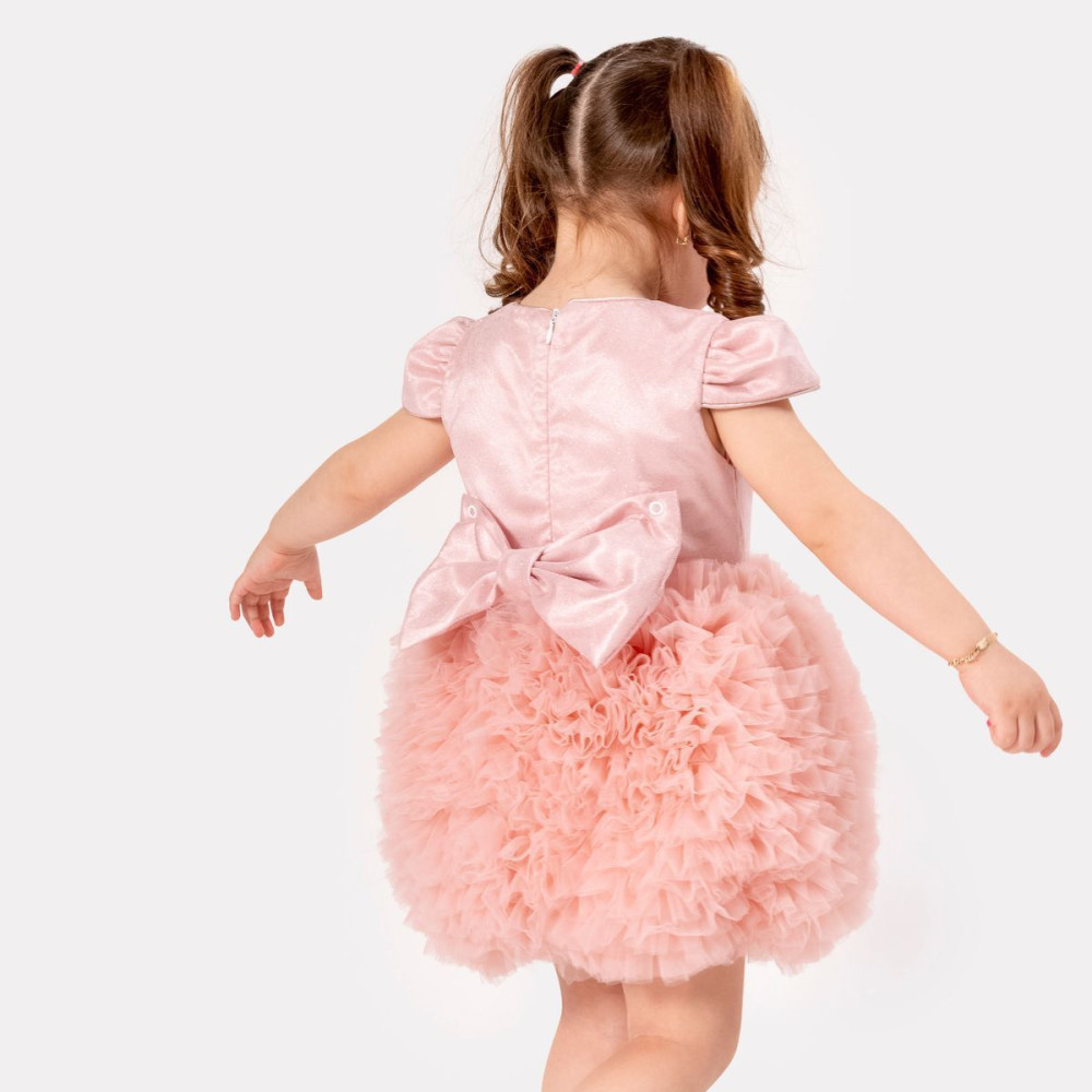 Bebek Kız Çocuk Doğum Günü Parti Düğün Elbise Tüllü Tütü Astarlı Çocuk Giyim Bebek Giyim Kız Pudra