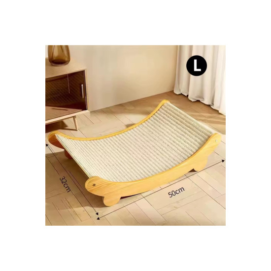 Doğal Sisal Kedi Tırmalama Yatağı - Sisal Halı Tırmalama Kolay Montaj Ahşap Yatak