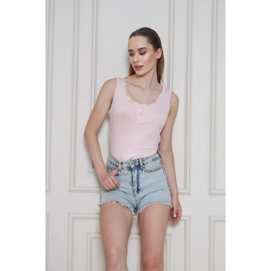 Kadın Dantelli Likralı Pamuklu Body Bluz – U Yaka, Kalın Askılı, Tüylenmez 3750210