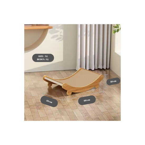 Doğal Sisal Kedi Tırmalama Yatağı - Sisal Halı Tırmalama Kolay Montaj Ahşap Yatak