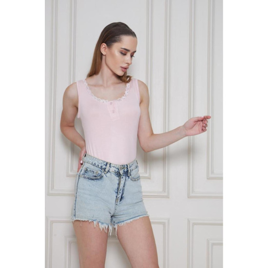 Kadın Dantelli Likralı Pamuklu Body Bluz – U Yaka, Kalın Askılı, Tüylenmez 3750210