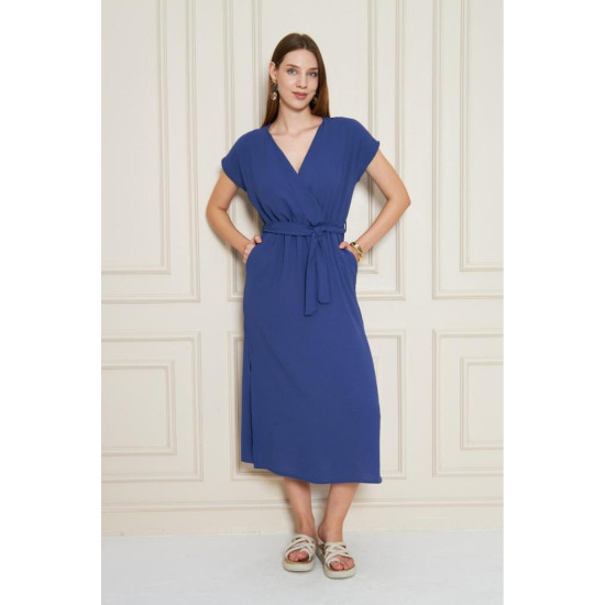 Pasaklı Giyim Kadın Kruvaze Yaka Elbise 3764341 İndigo