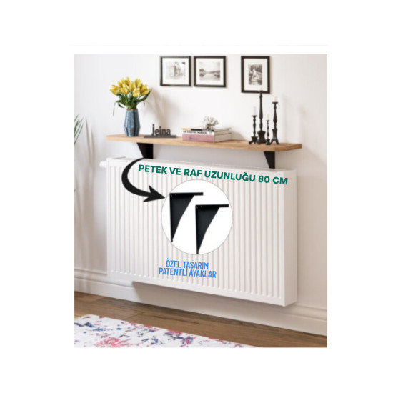 ROMA - Dresuar Montaj Gerektirmeyen 80x18 CM Oval Kesim Petek Üstü Uçan Raf Kitaplık