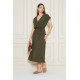 Pasaklı Giyim Kadın Kruvaze Yaka Elbise 3764341 Haki