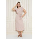 Pasaklı Giyim Kadın Kruvaze Yaka Elbise 3764341 Pudra