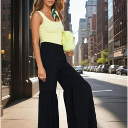 Paçası Büzgü Detaylı Aerobin Kumaş Kadın Pantolon - Beli Lastikli, Rahat Kesim 3763330