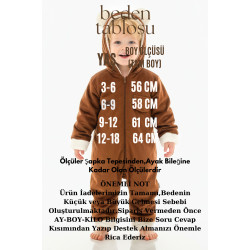 Kız Erkek Unisex Mevsimlik Çift Kat Kadife Ultrasoft Şapkalı Bebek Çocuk Uyku Tulumu Astronot Tulum Açık Kahverengi