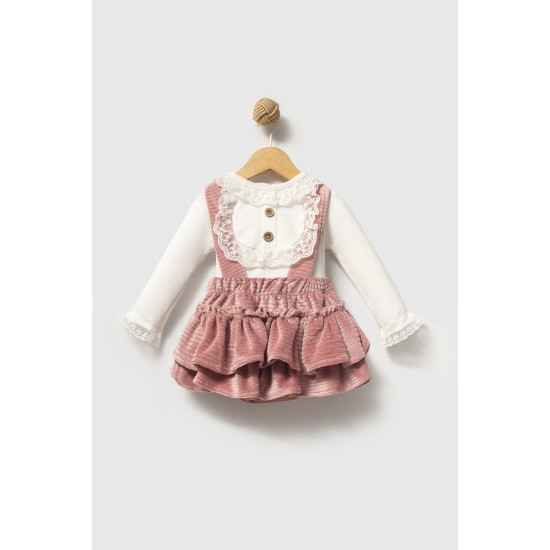 Kız Bebek Kız Çocuk Doğum Günü Parti Düğün Kadife Salopet Slopet Dantelli Uzun Kol Salopet