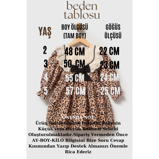 Kız Bebek Elbise Kız Çocuk Elbise Leopar Doğum Günü Parti Düğün Özel Gün Uzun Kol Astarlı Elbise