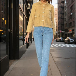 Kadın Kaşe Ceket – Düğmeli, Çift Cepli, Klasik Yaka, Günlük Şık Stil 3291275