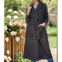 Kadın Kaşe Uzun Şal Yaka Palto Kaban – Cepli, Kuşaklı, Astarsız 3310451