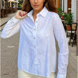 Kadın Beyaz Klasik Basic Poplin Gömlek-Nakış Detaylı 3398253