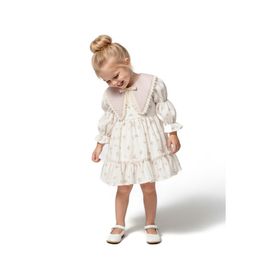 Kız Bebek Elbise Kız Çocuk Elbise Yakalı Doğum Günü Parti Düğün Özel Gün Uzun Kol Astarlı Elbise