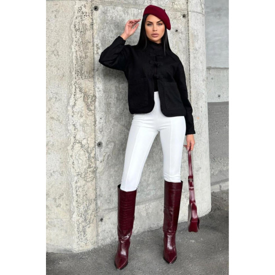 Kadın Oversize Denim Kot Ceket – Bağlama Detaylı, Oval Kesim KT00102451