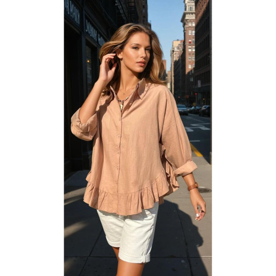 Pasaklı Giyim Kadın %100 Pamuk Gömlek 3570330 Camel