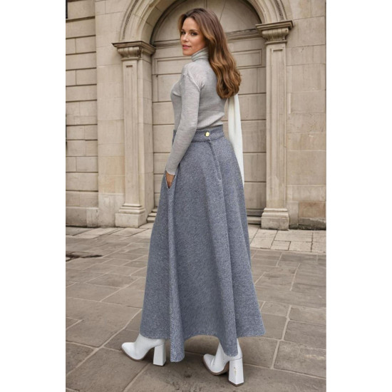 Pasaklı Giyim Kadın Kışlık Kırçıllı Kaşe Yüksek Bel Şık Uzun Kiloş Etek Antrasit 3528330