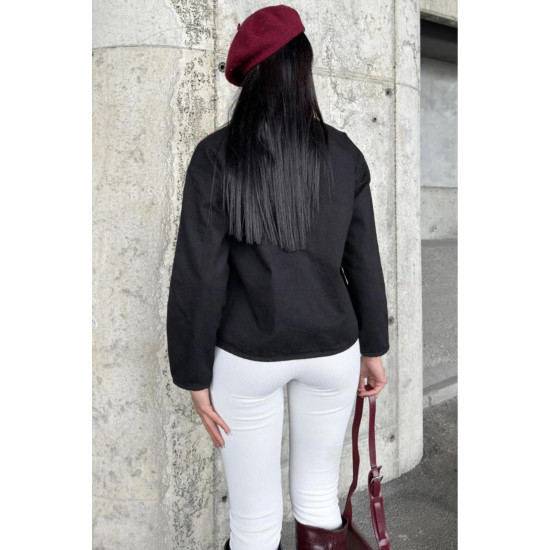 Kadın Oversize Denim Kot Ceket – Bağlama Detaylı, Oval Kesim KT00102451