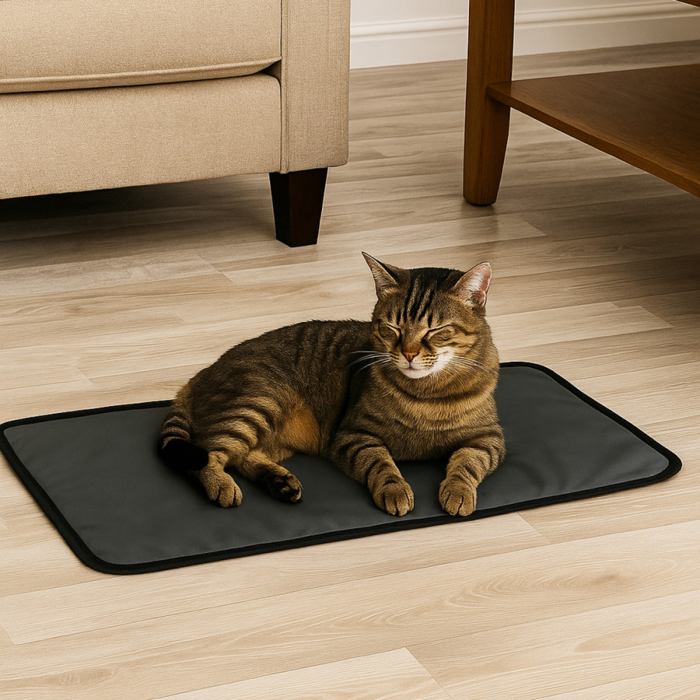 65×40 cm Kedi Matı — Çift Kat Süngerli, Paraşüt Kumaş, Sıvı & Tırmalamaya Dayanıklı, Yıkanabilir