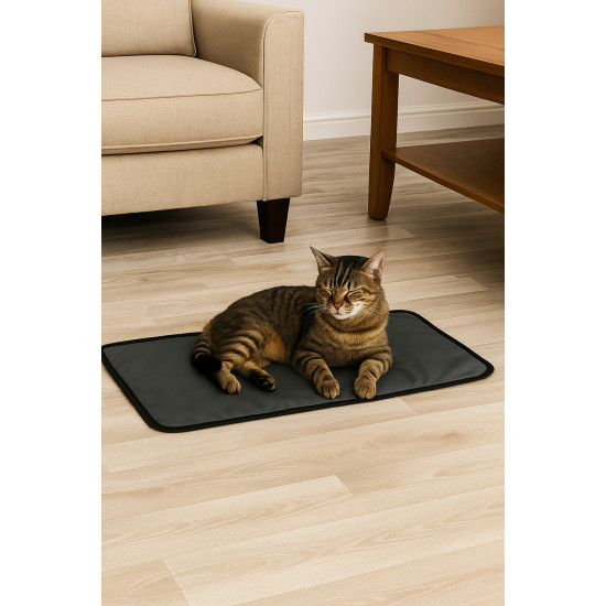 65×40 cm Kedi Matı — Çift Kat Süngerli, Paraşüt Kumaş, Sıvı & Tırmalamaya Dayanıklı, Yıkanabilir