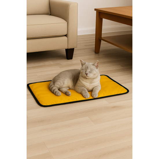 65×40 cm Kedi Matı — Çift Kat Süngerli, Paraşüt Kumaş, Sıvı & Tırmalamaya Dayanıklı, Yıkanabilir