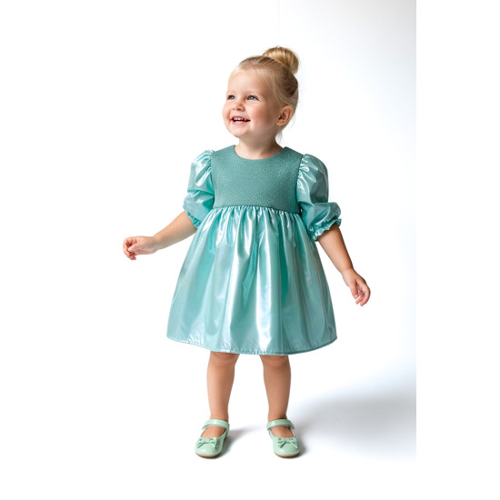 Kız Bebek Kız Çocuk Doğum Günü Parti Düğün Elbise Yarım Kol Astarlı Parlak Elbise