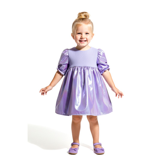 Kız Bebek Kız Çocuk Doğum Günü Parti Düğün Elbise Yarım Kol Astarlı Parlak Elbise