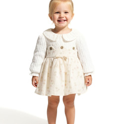 Kız Bebek Elbise Kız Çocuk Elbise Yakalı Doğum Günü Parti Düğün Özel Gün Uzun Kol Astarlı Puanlı