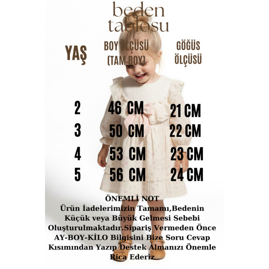 Kız Bebek Elbise Kız Çocuk Elbise Puanlı Doğum Günü Parti Düğün Özel Gün Uzun Kol Fiyonk Astarlı Pembe