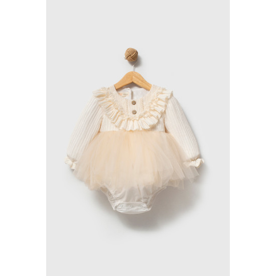 Kız Bebek Romper Kız Çocuk Romper Doğum Günü Parti Düğün Elbise Tüllü Uzun Kol Romper