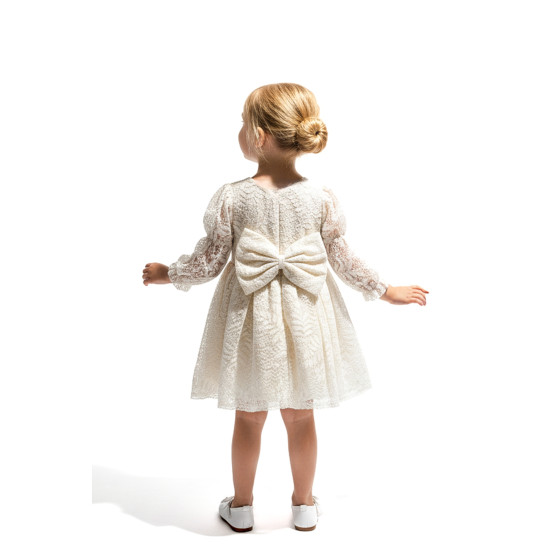 Kız Bebek Elbise Kız Çocuk Elbise Dantelli Doğum Günü Parti Düğün Özel Gün Uzun Kol Astarlı Fiyonklu