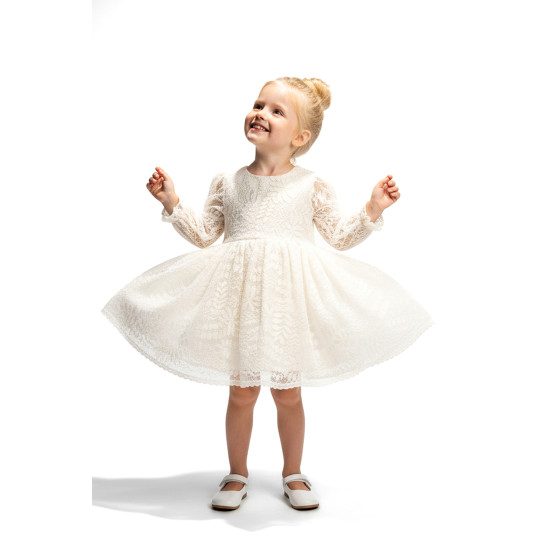 Kız Bebek Elbise Kız Çocuk Elbise Dantelli Doğum Günü Parti Düğün Özel Gün Uzun Kol Astarlı Fiyonklu