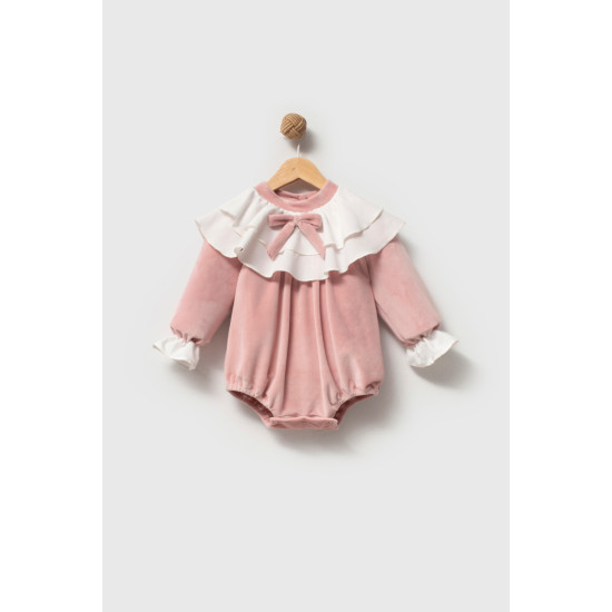 Kız Bebek Romper Kız Çocuk Romper Kadife Doğum Günü Parti Düğün Elbise Fiyonk Uzun Kol Romper