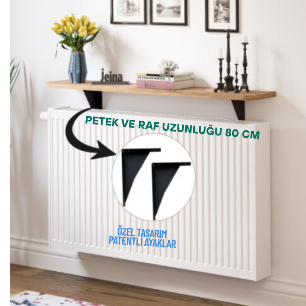 ROMA - Dresuar Montaj Gerektirmeyen 80x18 CM Oval Kesim Petek Üstü Uçan Raf Kitaplık