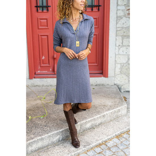 Pasaklı Giyim Polo Yaka Triko Elbise 2988176 Gri