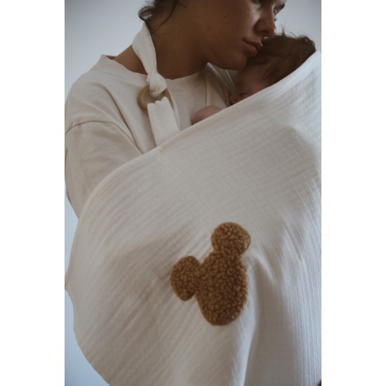 Dery Baby 4 Katlı Müslin Emzirme Önlüğü - Teddy Souris (Unisex & İç Göstermez)