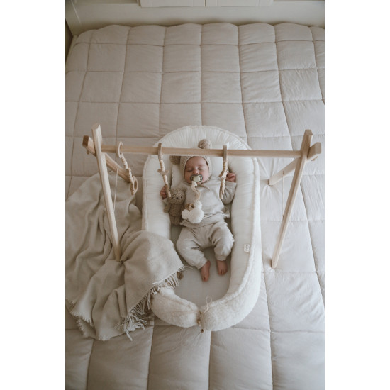 Dery BabyTeddy Babynest Bebek Yatagı + Ahşap Oyun Alanı Baby Gym + Sallanan Oyuncaklar Dahil