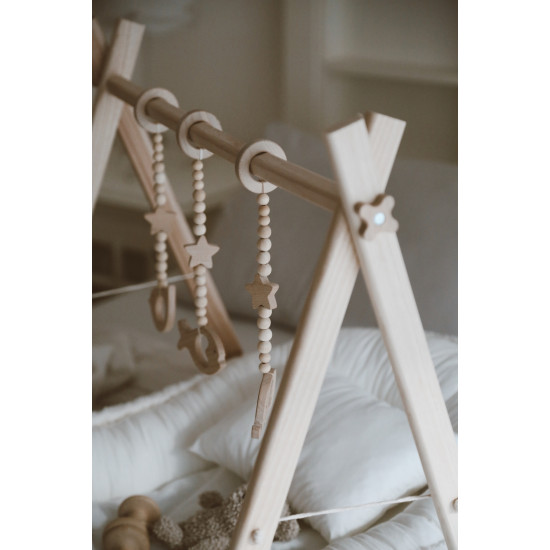 Dery BabyTeddy Babynest Bebek Yatagı + Ahşap Oyun Alanı Baby Gym + Sallanan Oyuncaklar Dahil