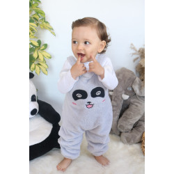Welsoft Peluş Unisex Fermuarlı Bebek Uyku Tulumu Bebek Tulumu Çocuk Tulumu Çocuk Kostümü Gri